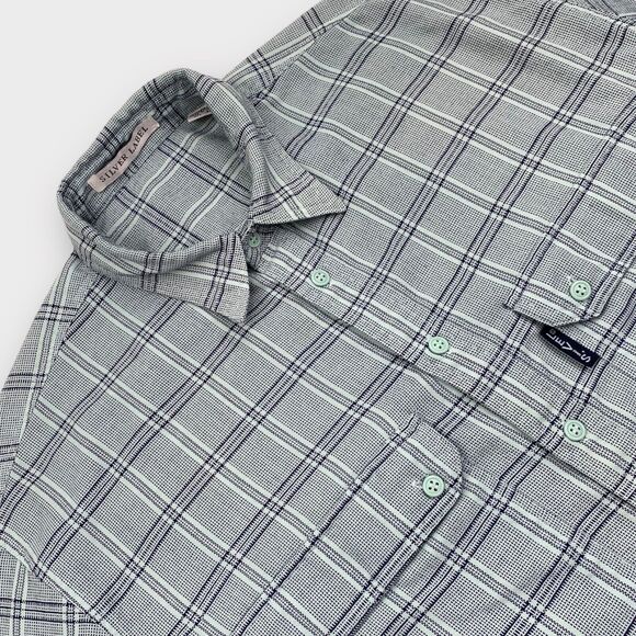 VINTAGE 70s Levis Shirt Mens Medium Mint Green Check Silver Label Button Up BigE - Picture 1 of 13